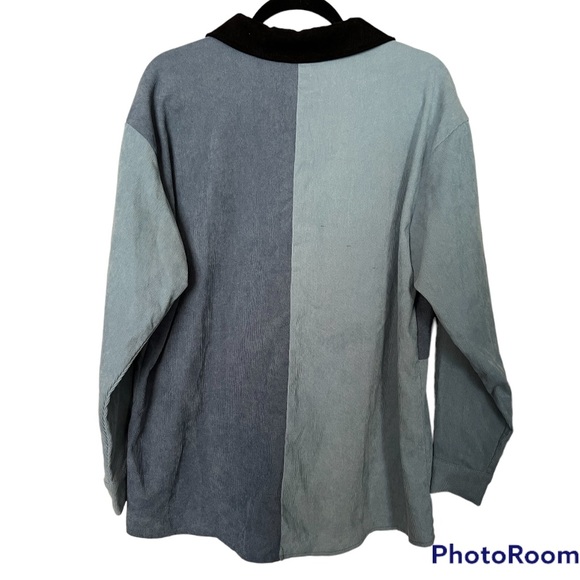 Romwe Blue and Black color block shirt jacket size small - Picture 2 of 4